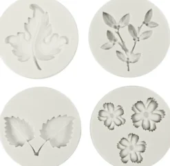 Silikoneform - Blad Og Blomst - H 0,5 CM - L 1,8-4,5 CM - 4Stk./ 1 Stk