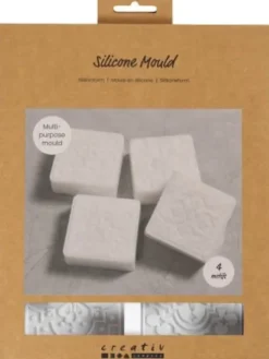 Silikoneform - Firkantet Med Grafisk Motiv - H 2,4 CM - L 6,8 CM - 4Stk
