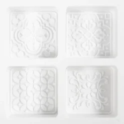 Silikoneform - Firkantet Med Grafisk Motiv - H 2,4 CM - L 6,8 CM - 4Stk