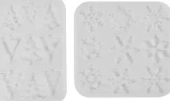 Silikoneform - Iskrystaller Og Juletræer - H 0,3 CM - B 3,5+4,7 CM - Med Hul Til Ophæng - Mat Transparent - 2 Stk./ 1 Stk