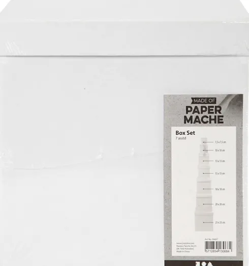 Æsker - Firkantede - H 7,5+10+13+15+18+20+23 CM - Hvid - 7 Stk