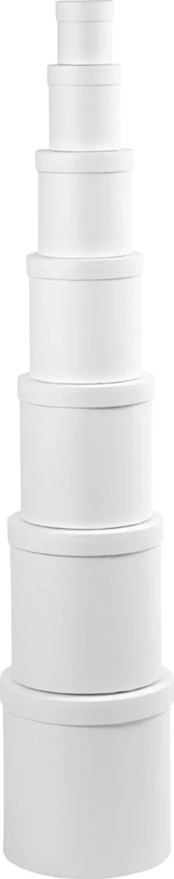 Æsker - Runde - H 7,5+10,2 +12,7+15,2 +17,7+20,2 +22,7 CM - Ø 7+9 +12+14,5 +17+19,5 +22 CM - Hvid - 7 Stk