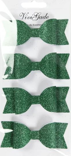 Sløjfer Til Dekoration - Grøn Glitter - Str. 31X85 MM - 4 Stk