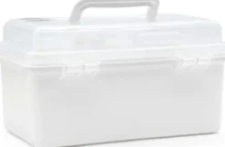 Sortimentskasse Med Indsats - Hvid Og Klar Plast - 20X10X10 CM