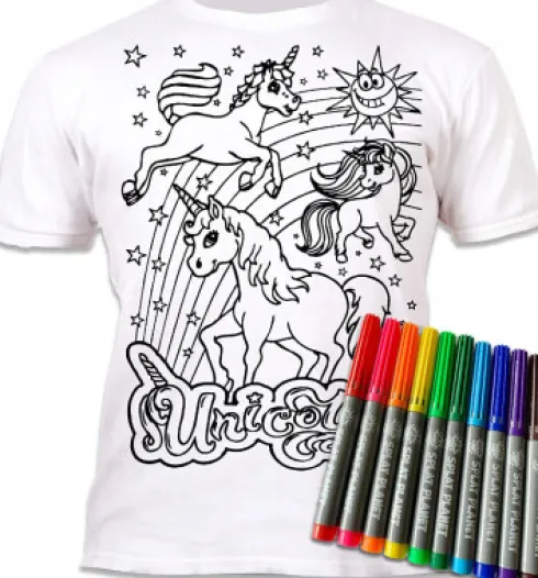 Splat Planet - T-Shirt Farv Og Vask Af - 10 Tuscher - 5-6 År - Enhjørning