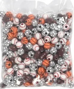Sportsperler - Str. 11-15 MM - Hulstr. 3-4 MM - Assorterede Farver - 270 G