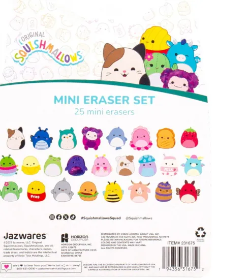 Squishmallows - Viskelæder Sæt 25 Stk. - 333-231675