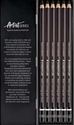 Staedtler - Mars Lumograph Black - 6 Blyanter - Artist Series - Sort