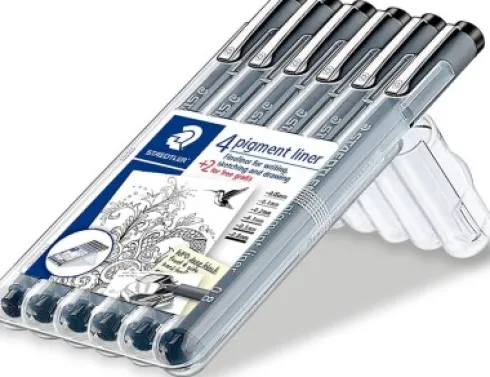 Staedtler - Pigment Liner Sæt - 0,05-0,8 MM - Sort - 6 Stk
