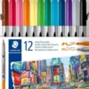 Staedtler - Twin Marker Fibre-Tip Tusser - Flere Farver - 12 Stk