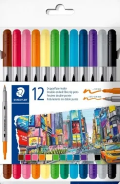 Staedtler - Twin Marker Fibre-Tip Tusser - Flere Farver - 12 Stk