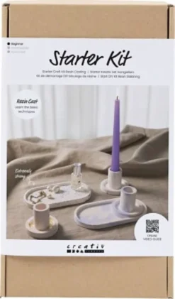 Start DIY Kit Resin Støbning - Lysestager Og Fade - Blå - Lys Pink - Hvid