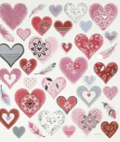 Stickers - Hjerter - Ark 15X16,5 CM - 1 Ark