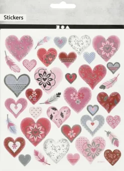 Stickers - Hjerter - Ark 15X16,5 CM - 1 Ark