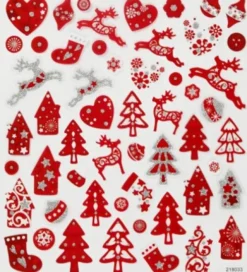 Stickers - Jul - Ark 15X16,5 CM - Rød - Hvid - 1 Ark