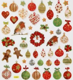 Stickers - Julekugler Og Pynt - Ark 15X16,5 CM - 1 Ark