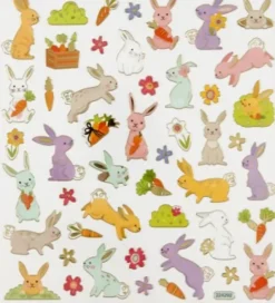 Stickers - Påskeharer - Ark 15X16,5 CM - 1 Ark