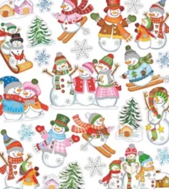 Stickers - Snemænd På Ski - Ark 15X16,5 CM - 1 Ark