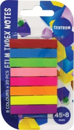 Sticknotes 8 Farver 45 X 8 MM - Assorterede - Centrum
