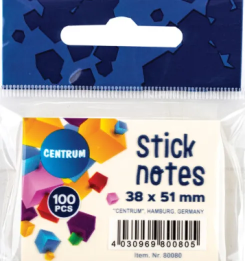 Sticknotes 38 X 51 MM - 100 Ark - Pastelgul - Centrum