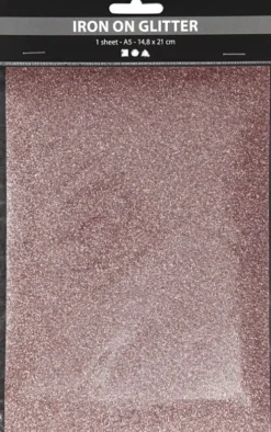 Strygestof - A5 - 148X210 MM - Glitter - Lyserød - 1 Ark