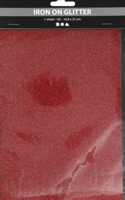 Strygestof - A5 - 148X210 MM - Glitter - Rød - 1 Ark