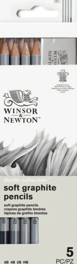Tegneblyanter Sæt - 5 Dele Inkl. Viskelæder - Winsor & Newton