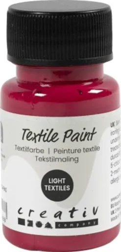 Tekstilmaling - Halvdækkende - Primær Rød - 50 ML