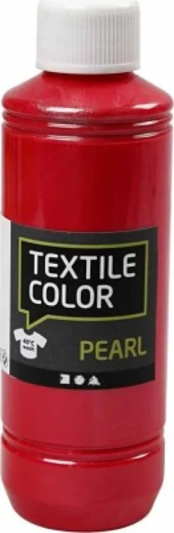 Tekstilmaling - Textile Color Pearl - Perlemor - Rød 250 ML