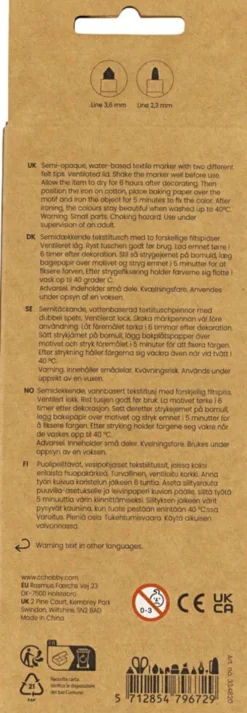 Tekstiltusch - Tykkelse 2,3+3,6 MM - Sort - 6 Stk
