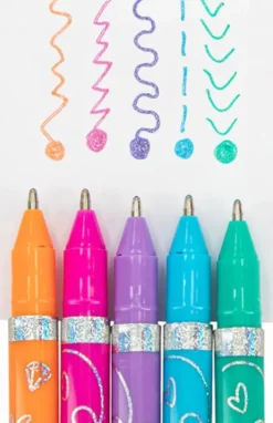 Top Model - Glitter Gel Pen Sæt - Pink, Lilla, Blå Og Grøn