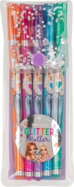 Top Model - Glitter Gel Pen Sæt - Pink, Lilla, Blå Og Grøn