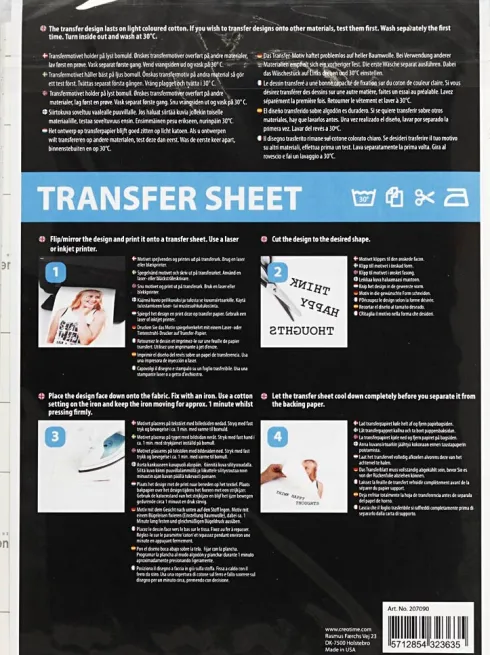 Transferark - 21,5X28 CM - Til Lyse Tekstiler - Transparent - 5 Ark