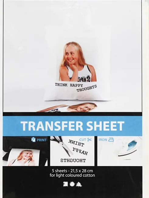 Transferark - 21,5X28 CM - Til Lyse Tekstiler - Transparent - 5 Ark
