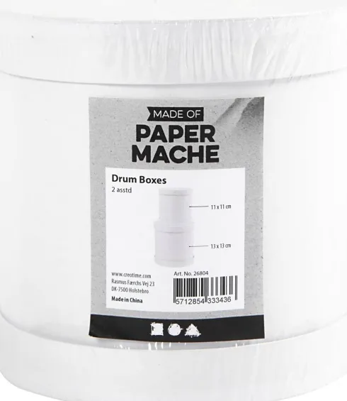 Trommeæsker - H 11+13 CM - Hvid