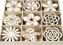 Træophæng - Blomster - Ø 100 MM - Tykkelse 3 MM - 90 Stk