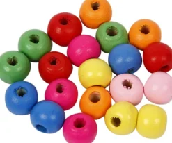 Træperler Mix - Ø 10 MM - Hulstr. 2,5-3 MM - Forskellige Farver - 500 G