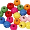 Træperler Mix - Ø 12 MM - Hulstr. 2,5-3 MM - Forskellige Farver - 500 G