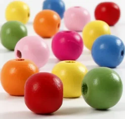 Træperler Mix - Ø 12 MM - Hulstr. 2,5-3 MM - Forskellige Farver - 500 G