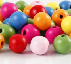 Træperler Mix - Ø 12 MM - Hulstr. 2,5-3 MM - Forskellige Farver - 500 G