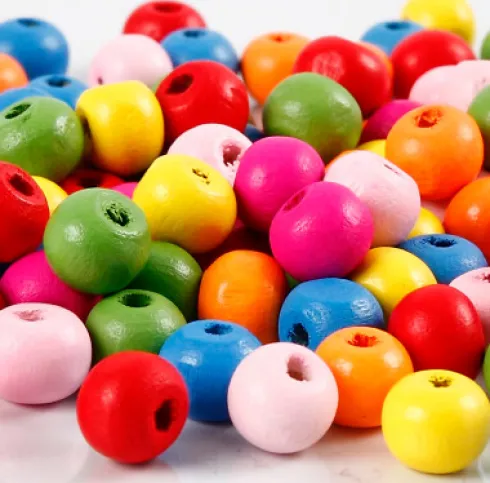 Træperler Mix - Ø 8 MM - Hulstr. 1,5-2 MM - Forskellige Farver - 16 G