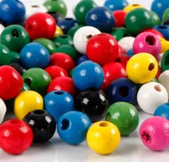 Træperler Mix - Ø 8 MM - Hulstr. 2 MM - Forskellige Farver - 15 G