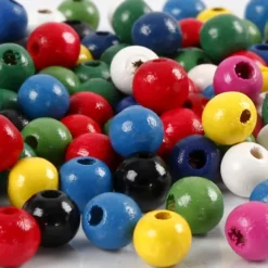 Træperler Mix - Ø 8 MM - Hulstr. 2 MM - Forskellige Farver - 15 G