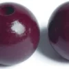 Træperler - 35 MM - Aubergine - 20 Stk