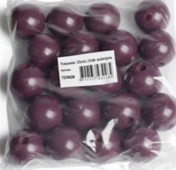 Træperler - 35 MM - Aubergine - 20 Stk