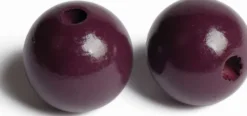 Træperler - 35 MM - Aubergine - 20 Stk