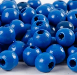 Træperler - Ø 10 MM - Hulstr. 3 MM - Blå - 20 G