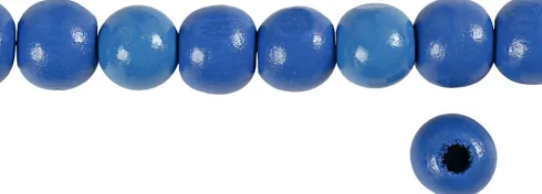 Træperler - Ø 12 MM - Hulstr. 3 MM - Blå - 22 G