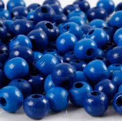 Træperler - Ø 8 MM - Hulstr. 2 MM - Blå - 15 G - 80 Stk