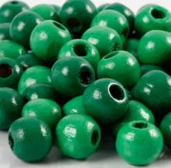 Træperler - Ø 12 MM - Hulstr. 3 MM - Grøn - 22 G